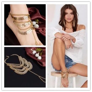 Pair Boho Gold Sandal Foot Jewelry - Where w/ Heels! Arabian Halloween Option!